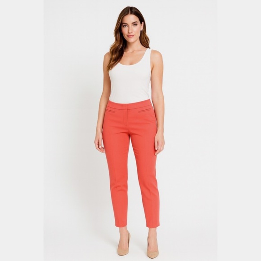 Ann Taylor LOFT Julie Curvy Straight Leg Pants Coral 6T Modern Academia‎ 92-07